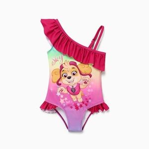 PAW Patrol Sweet Toddler Girls Skye Swimsuit with Slanted Shoulder Roseo